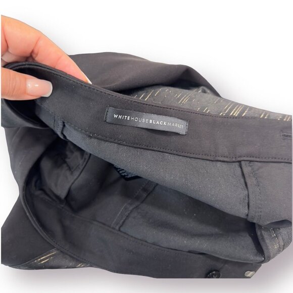 White House Black Market Women SZ 4 The Skinny Black Gold Metallic Ponte Pants - Picture 4 of 12